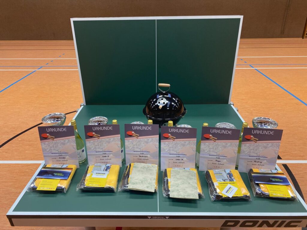 a table with a variety of items on it